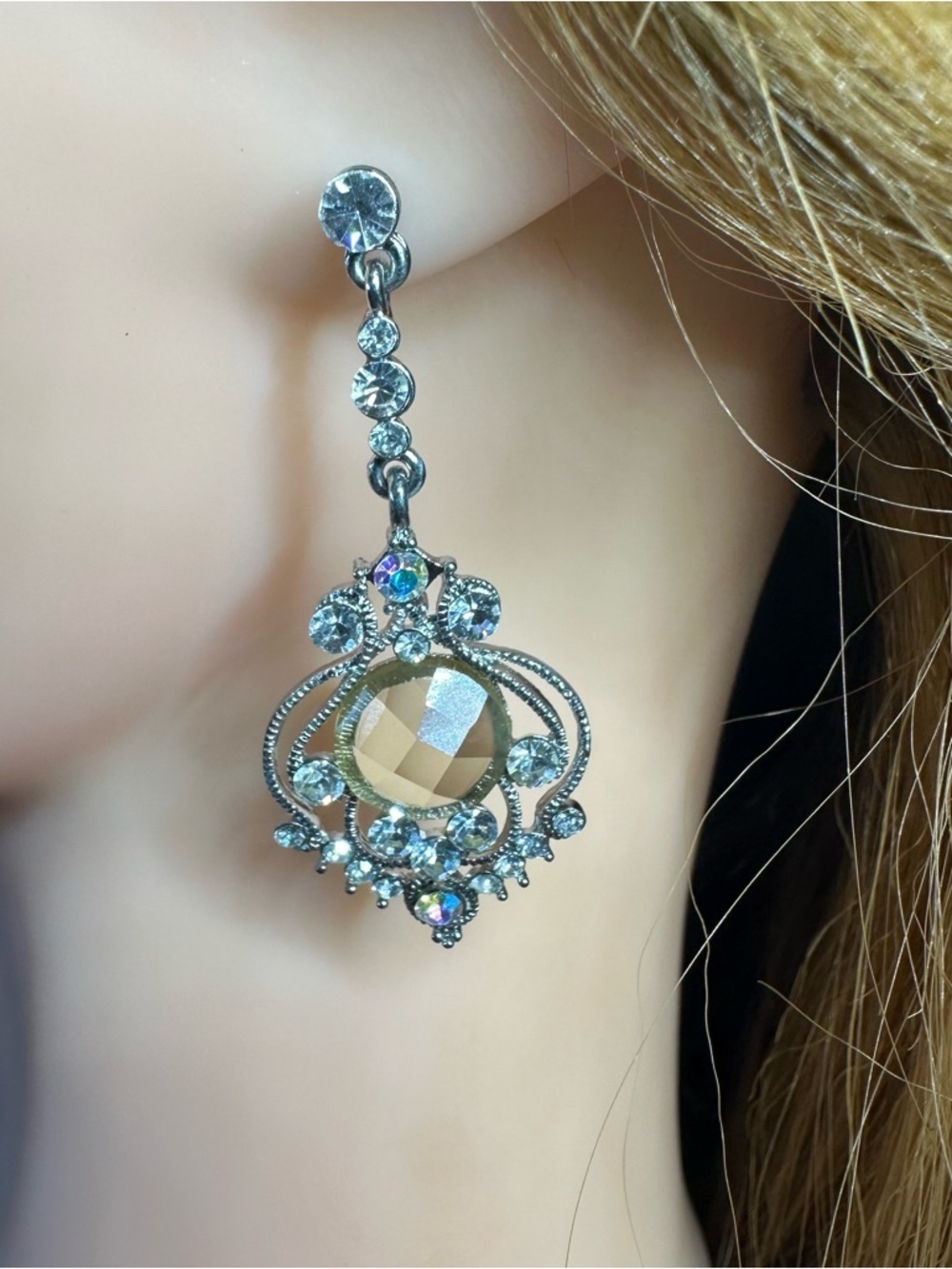 Statement Dangling Rhinestone Earrings - Picture 3 of 15
